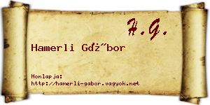 Hamerli Gábor névjegykártya